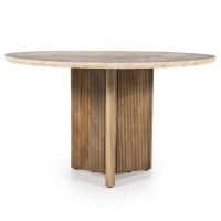 Ronde eettafel Sara - Mango hout & travertin - Ø130x76 cm