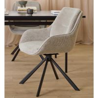Alva draaibare armstoel | zwart metaal onderstel | stof Caso - zand