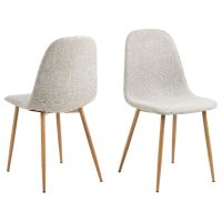 Nøra Oda eetkamerstoel | naturel oak onderstel | stof Nesia - lichtgrijs