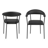 Havn armstoel | zwart metaal onderstel | PU leer - zwart