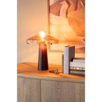 By-Boo Dome tafellamp - donkerbruin/glas