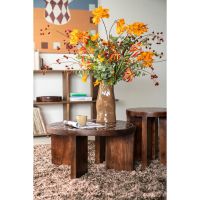 TiledUp bijzettafel hout/keramiek - donkerbruin