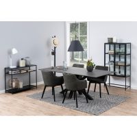 Nøra Freja armstoel | zwart metaal onderstel | stof Preston - antraciet