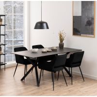 Nøra Maeve armstoel | zwart metaal onderstel | stof Dublin