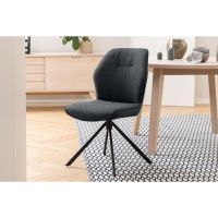 Nøra Mysa draaibare eetkamerstoel | zwart metaal onderstel | stof Basel - donkergrijs