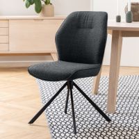 Nøra Mysa draaibare eetkamerstoel | zwart metaal onderstel | stof Basel - donkergrijs