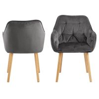 Kari armstoel | naturel oak onderstel | stof Vic - donkergrijs