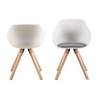 Nøra Tøno armstoel | rubberwood oak onderstel | stof Malmo - lichtgrijs/wit