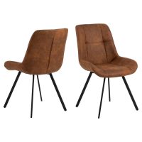 Nøra Taylor eetkamerstoel | zwart metaal onderstel | stof Preston - cognac