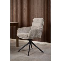 Nøra Tess armstoel | zwart metaal onderstel | stof Juto - grijs