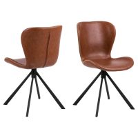 Aino eetkamerstoel | zwart metaal onderstel | PU retro - cognac