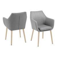 Nøra Lilie armstoel | wit oak onderstel | stof Corsica - lichtgrijs
