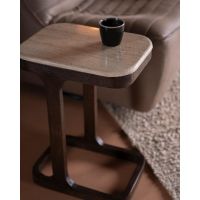 Eleonora Bijzettafel Tyler - Mangohout & travertin - 40x30 cm