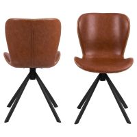 Aino eetkamerstoel | zwart metaal onderstel | PU retro - cognac