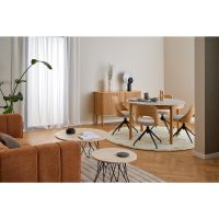 Nøra Hushy draaistoel | zwart metaal onderstel | stof Apia/naturel oak - beige