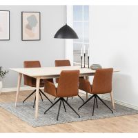 Nøra Waylor draaibare armstoel | zwart metaal onderstel | PU retro - cognac