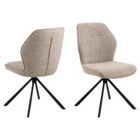 Nøra Mysa draaibare eetkamerstoel | zwart metaal onderstel | stof Monza - beige