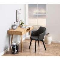 Nøra Freja armstoel | zwart metaal onderstel | stof Preston - antraciet