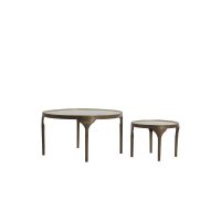 Light & Living Lapaz bijzettafel set van 2 Ø49,5x36+Ø85x45 cm - antiek brons/taupe