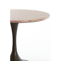 Dolin bijzettafel Ø59x44 cm - rood travertin/donkerbruin