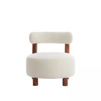 Ferentino fauteuil - acacia hout/bouclé crème