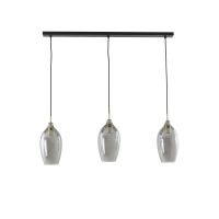 Lukaro hanglamp 3L 100x16,5x32 cm - antiek brons/glas smoke