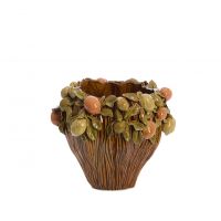 Lemoni vaas deco Ø38x33 cm - keramiek bruin-oranje+groen