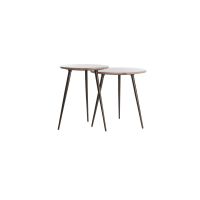 Zeca bijzettafel set van 2 - rood travertin/bruin