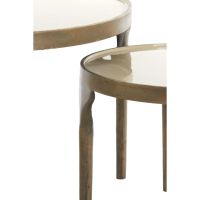 Light & Living Lapaz bijzettafel set van 2 Ø49,5x36+Ø85x45 cm - antiek brons/taupe