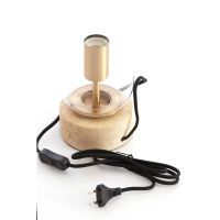 Rylano tafellamp Ø12x47 cm - glas helder+zand+antiek brons