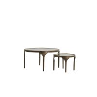 Light & Living Lapaz bijzettafel set van 2 Ø49,5x36+Ø85x45 cm - antiek brons/taupe