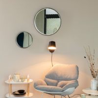 Janice ronde spiegel M - zwart