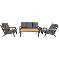 Donnan loungeset aluminium/bamboo grijs