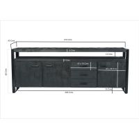 Norris dressoir 210 cm - zwart