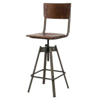 Barstoel Edison Donkerbruin Hout Draaibaar 70-79 cm