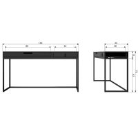 Silas bureau essen blacknight 140x44 cm