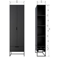Silas hoge kast essen blacknight 210x60x36cm