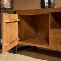 Tv meubel Boaz met deur en open vak - 110 cm - naturel