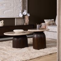 Starfurn Bijzettafel Noel 60 cm - donkerbruin/marmer