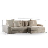 Sydney 3-zits hoekbank links/rechts ribstof - naturel