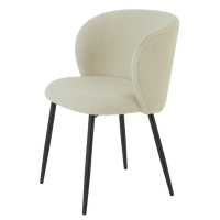 Eetkamerstoel Elyna teddy lichtbeige/mat zwart van het woonmerk Light & Living