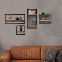 Fraaai Woody metaal wandplank - bundel set van vier 145 cm
