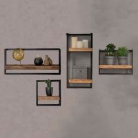 Woody Metaal Wandplank - Bundel Set van Vier 145 cm