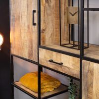 Vakkenkast Denver mangohout en staal XXL