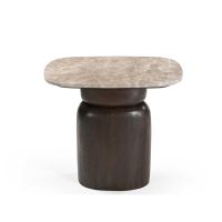 Bijzettafel Silva 56 cm - donkerbruin/marmer