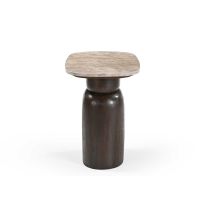 Bijzettafel Silva 56 cm - donkerbruin/marmer