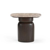 Bijzettafel Silva 56 cm - donkerbruin/marmer