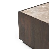 Salontafel Moos 80 cm - donkerbruin/marmer