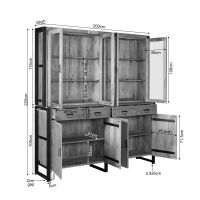 Starfurn Vitrinekast Britt XXL 200 cm - naturel