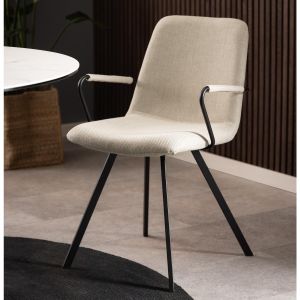 Nøra Roan armstoel | zwart metaal onderstel | stof Basel